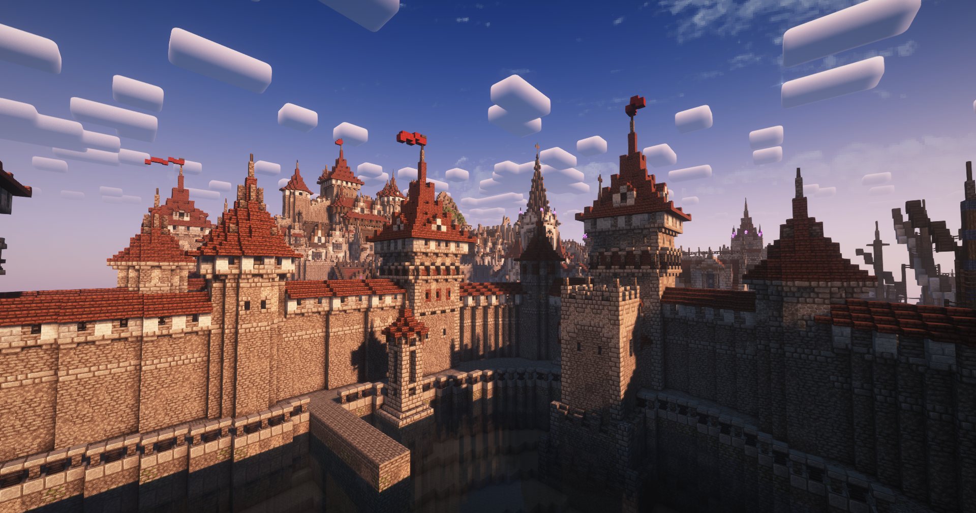 Remparts et toits rouges d’une ville médiévale