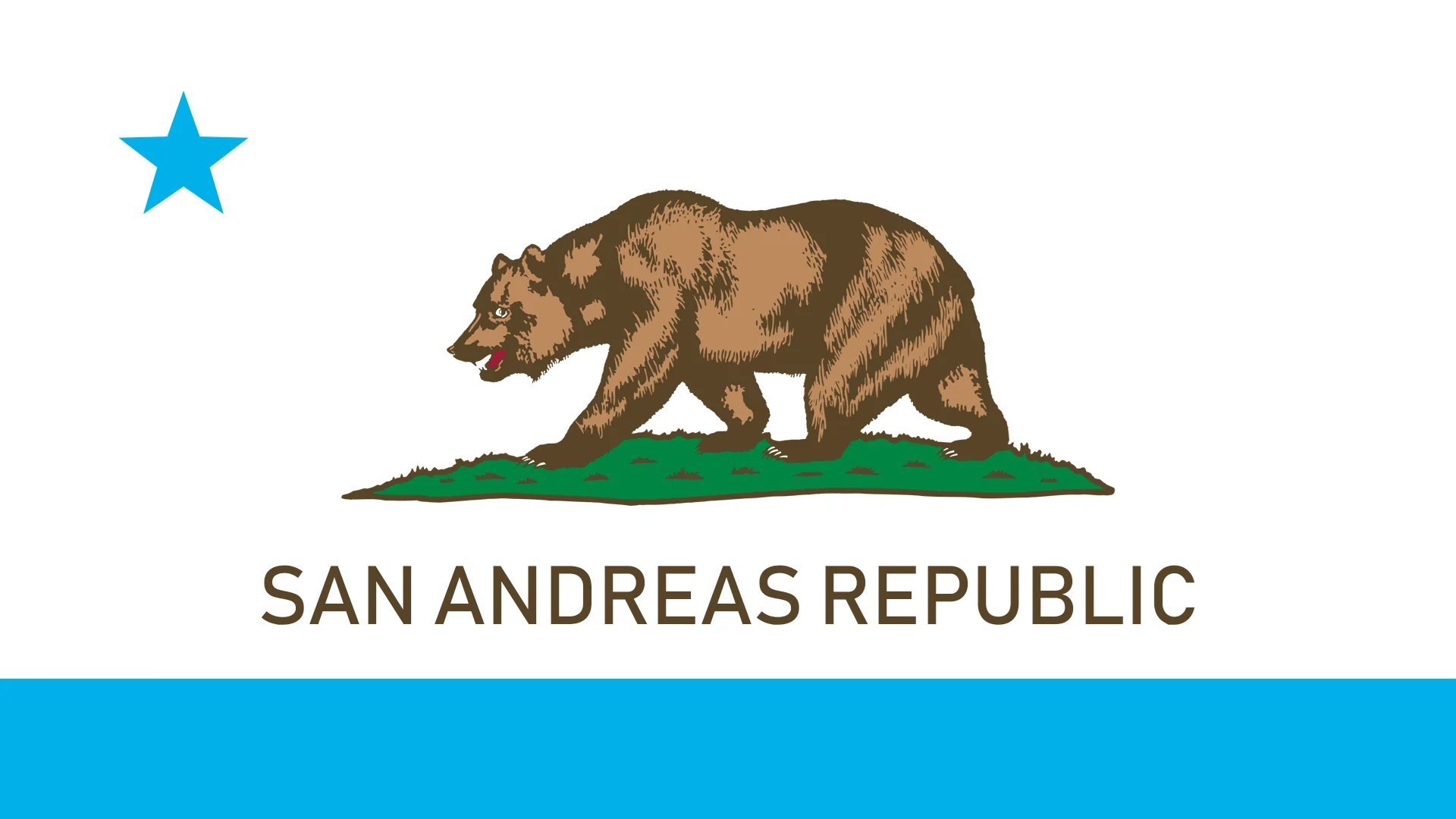 Drapeau de la République de San Andreas, ours brun et étoile rouge