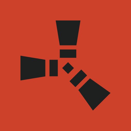 Logo de Rust, blanc sur fond rouge-orangé