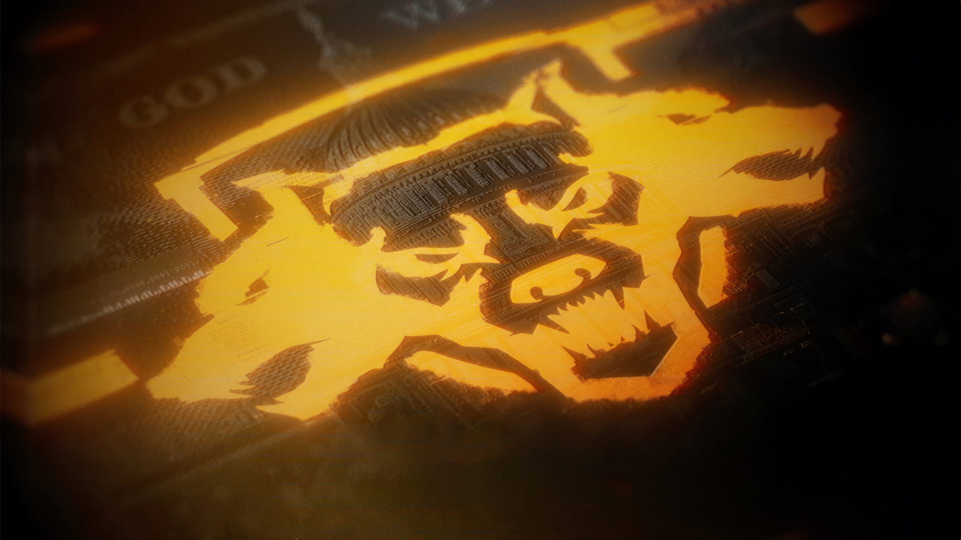 Emblème lumineux orange sur fond sombre, visuel de Call of Duty: Black Ops 6