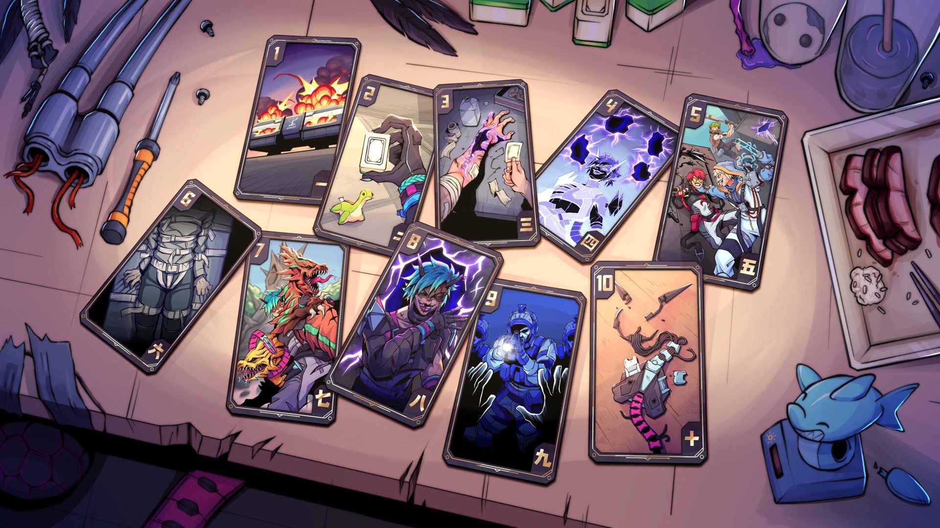Cartes de collection d’Apex Legends sur une table